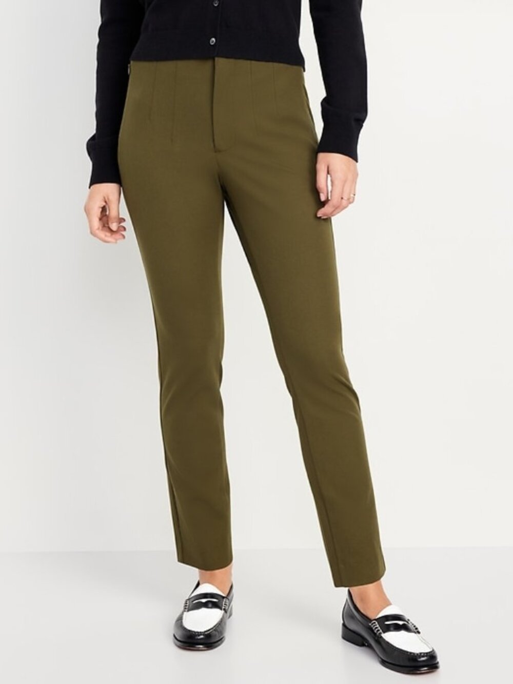 Old Navy Pixie High Rise Pants Olive Green Straight Leg Size 6